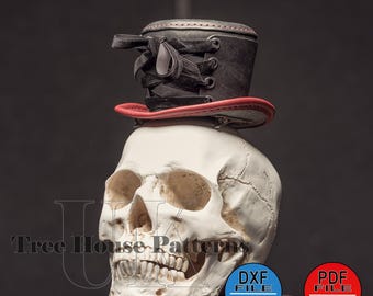 Plantilla de sombrero de corsé gótico - Disfraz de Halloween DIY - Patrón de cuero cortado con láser