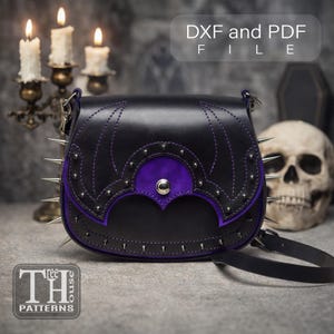 Shoulder Bag Pattern PDF, Leather Bag Template DXF, Goth Style