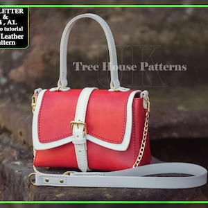 Vintage Handtasche Leder Schnittmuster PDF - Umhängetasche digitale Vorlage