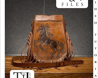 Leather pattern PDF and DXF for shoulder bag with tassels