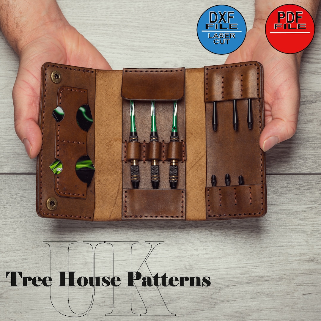 Leather Dart Case Pattern DXF and PDF Dart Pouch Laser Digital Template