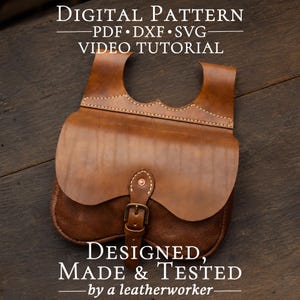 Leather Pouch Pattern PDF DXF, Belt Bag Template, Medieval Waist Bag DIY