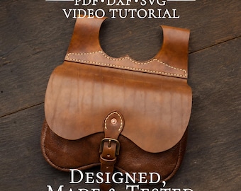 Leather Pouch Pattern PDF DXF, Belt Bag Template, Medieval Waist Bag DIY