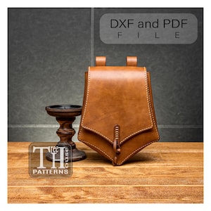 Schnittmuster für Gürteltasche im Mittelalter Stil PDF und DXF Dateien, Renaissance Gürteltasche digitale Vorlage