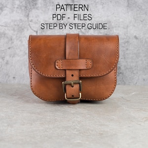 Patrón PDF para riñonera de cuero, plantilla para bolso de cinturón, riñonera DIY