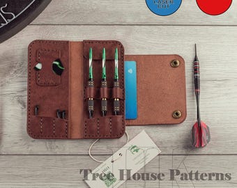 Leather Dart Case Pattern: Wallet Template (PDF, DXF)