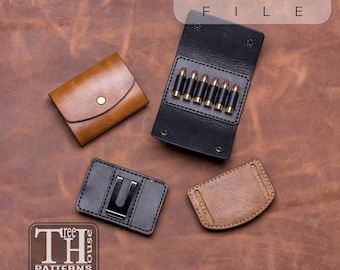 Magnum 357 Cartridge Holder Leather Pattern: Belt Pouch Template (PDF & DXF)