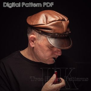 Skipper cap leather pattern PDF - digital template for leather hat