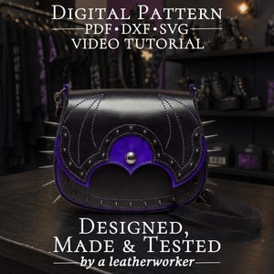 Shoulder Bag Pattern PDF, Leather Bag Template DXF, SVG , Goth Style
