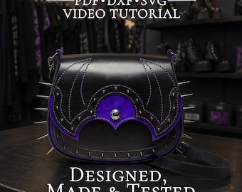 Shoulder Bag Pattern PDF, Leather Bag Template DXF, SVG , Goth Style