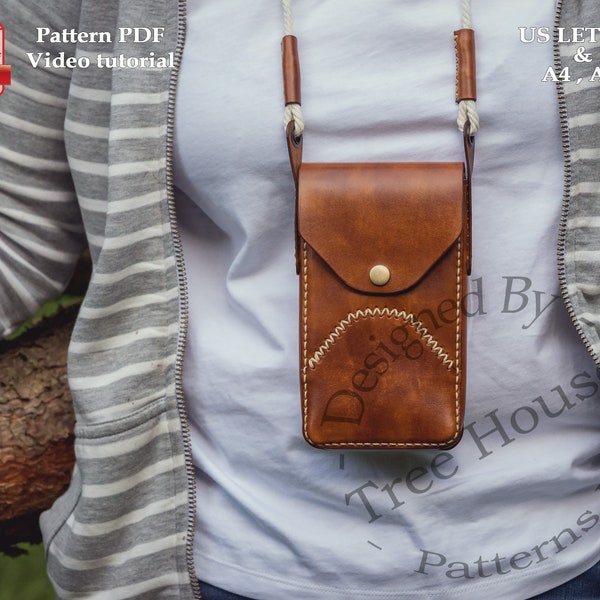 Neck phone bag leather pattern PDF