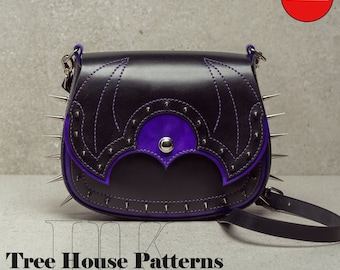 Goth style shoulder bag PDF leather pattern - digital template for alternative purse