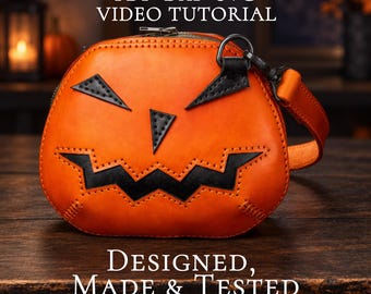 Leather Bag Pattern PDF,  DXF, SVG -  Bat , Pumpkin Purse Template, Gothic Crossbody Bag