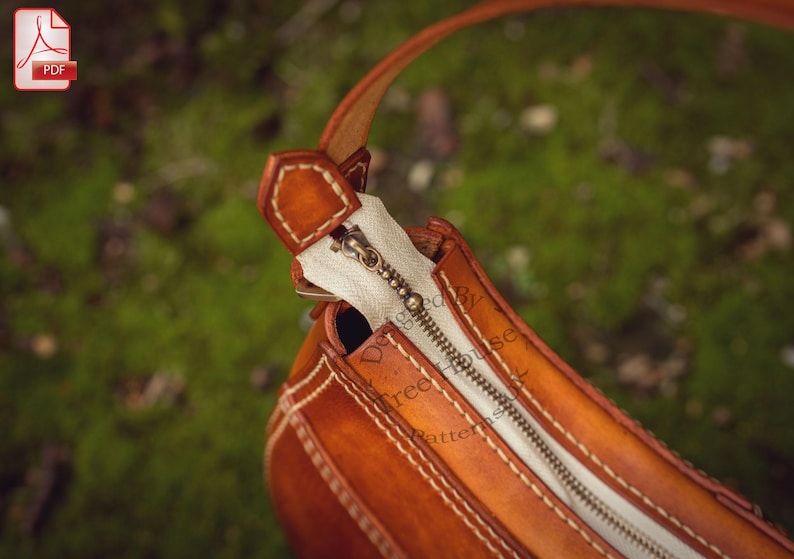 Patroon leren handtas pdf, patroon hobo-schoudertas, patroon halve maan, patroon leren tas afbeelding 9