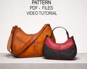 Leather Handbag Pattern PDF, Hobo Shoulder Bag Pattern, Crescent Bag Pattern, Leather Bag Pattern