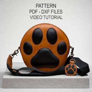 Crossbody Bag Pattern PDF & DXF, Dog Paw Purse Template + Key Fob