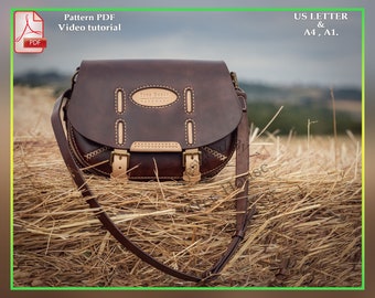 Saddle bag leather pattern PDF - shoulder bag digital template
