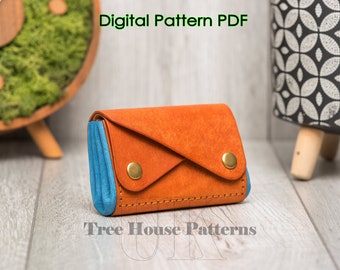 Wallet leather pattern PDF, coin purse digital template