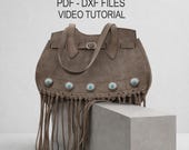 Leather Tote Bag Pattern PDF & DXF, Boho Shoulder Bag Template