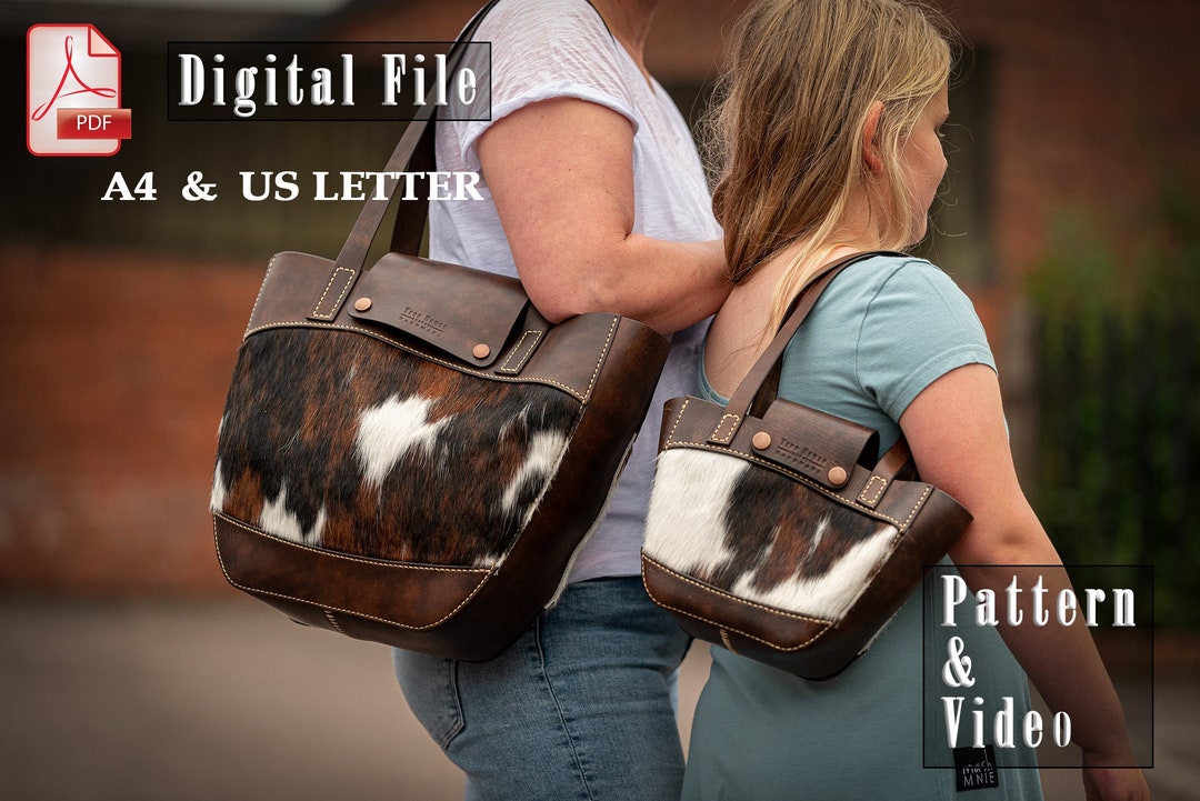 Tote Bag in Two Sizes Leather Pattern PDF Shoulder Bag Digital Template ...