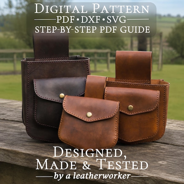 Leather Ammo Pouch Pattern PDF & DXF – Shotgun Cartridge Belt Pouch Template (Digital Download)