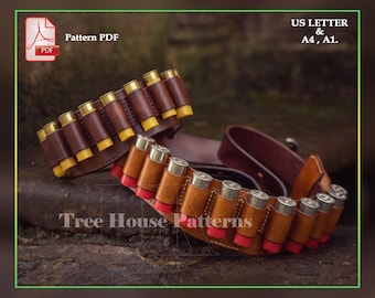 Cartridge holder 12 & 20 gauge leather pattern PDF - bandolier digital template