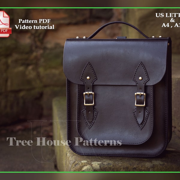 Old school backpack leather pattern PDF - rucksack digital template