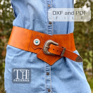 Leder dekorativer Hüftgürtel Schnittmuster DXF und PDF, Damen Leder Korsett Hüftgürtel Digitale Vorlage, Western Gürtel Schnittmuster