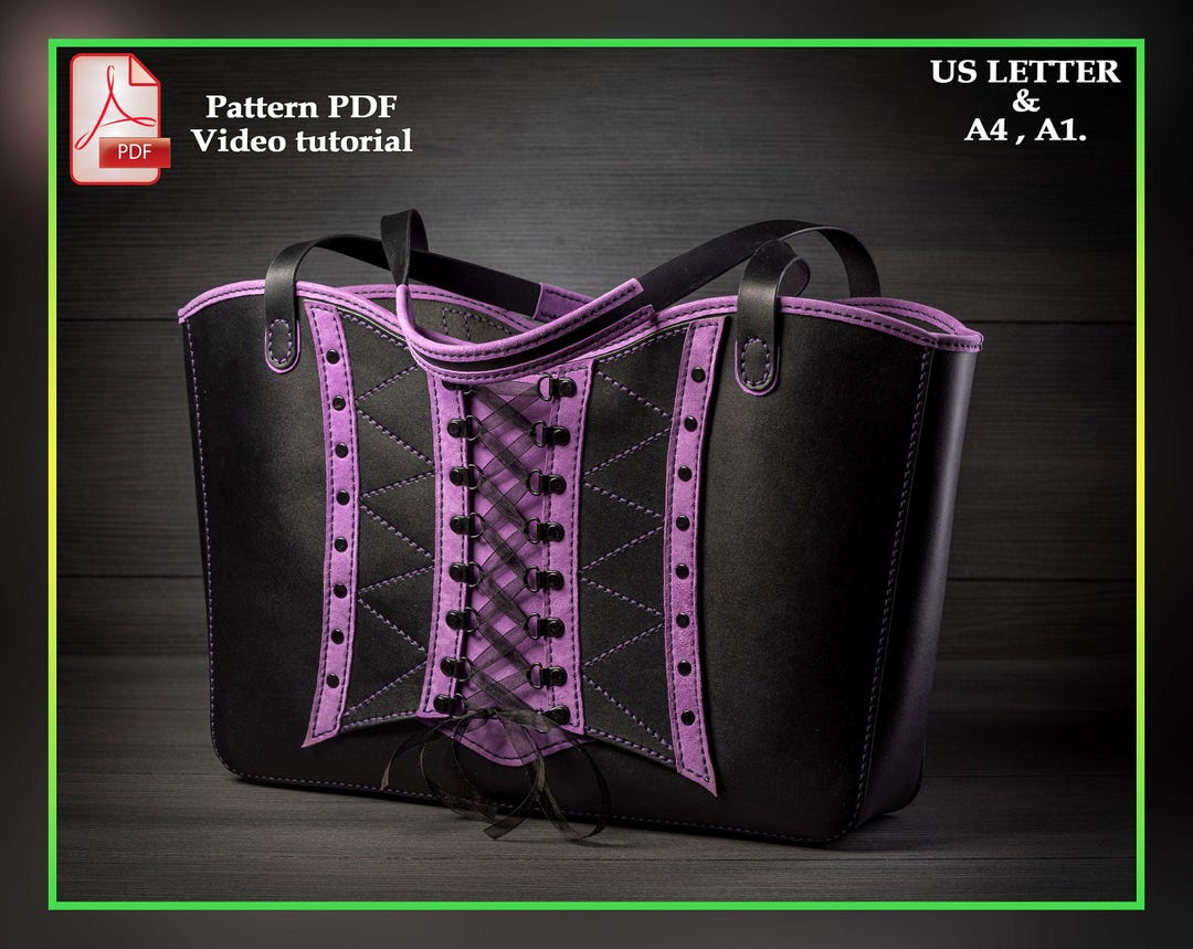 Large Tote Bag Leather Pattern PDF - Goth Corset Bag Digital Template ...