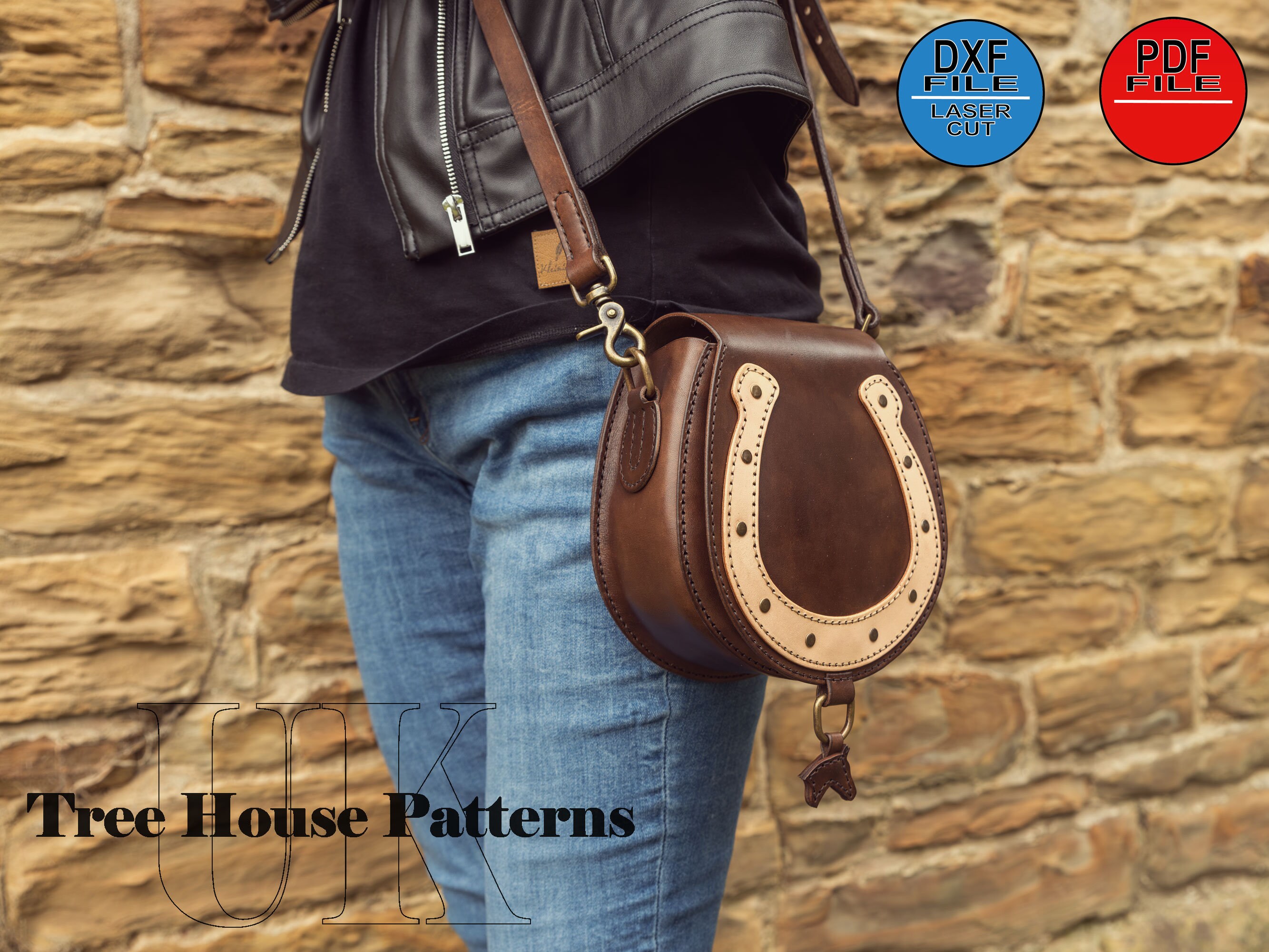 Leather Pattern PDF, DXF for Shoulder Bag With Horseshoe Motive - Etsy UK
