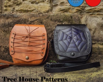 Patrón de cuero PDF, DXF para bolso de hombro estilo gótico, bolso araña