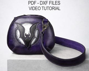 Leather Bag Pattern PDF & DXF -  Bat , Pumpkin Purse Template, Gothic Crossbody Bag