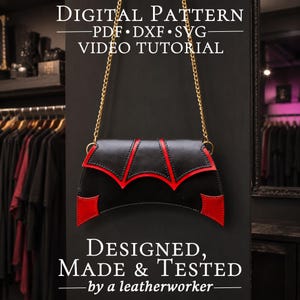 Gothic Bat Clutch Bag Pattern – Leather Purse Template (PDF, DXF)