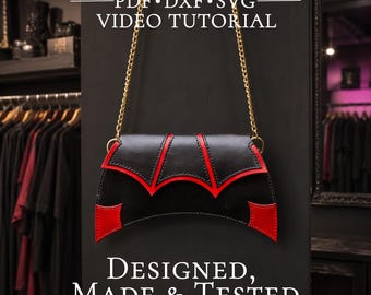 Gothic Bat Clutch Bag Pattern – Leather Purse Template (PDF, DXF)