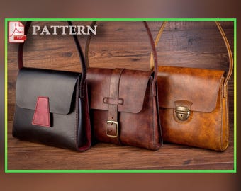 Lederhandtaschen Schnittmuster: Drei Klappen-Designs (PDF Schnittmuster)
