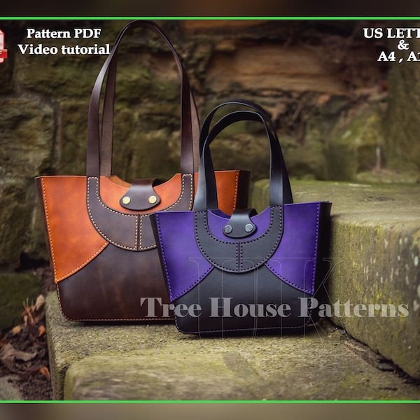 Tote bag in three sizes leather pattern PDF