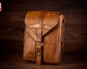 Military crossbody bag leather pattern PDF - shoulder bag digital template