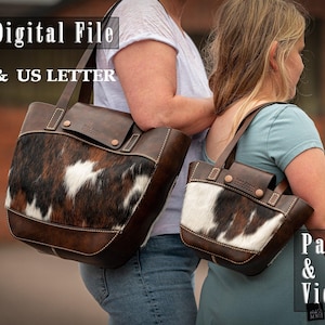 Tragetasche in zwei Größen Leder Schnittmuster PDF - Schultertasche digitale Vorlage