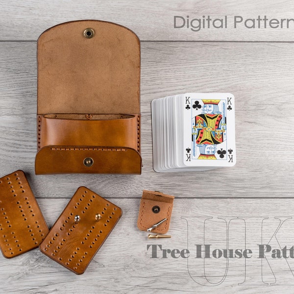 Cribbage travel pouch leather pattern PDF - cribbage digital template