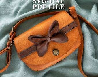 Patrón de bolso de cuero en PDF, plantilla de bolso cruzado, SVG DXF