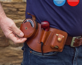 Leather Pipe Belt Organizer Pattern, Tobacco Pouch, Lighter Holder (PDF, DXF)