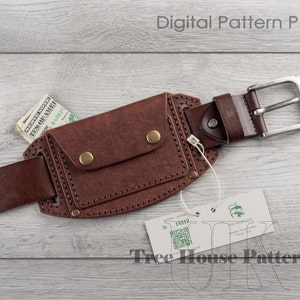 Belt wallet leather pattern PDF - card holder digital template