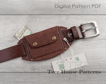 Belt wallet leather pattern PDF - card holder digital template