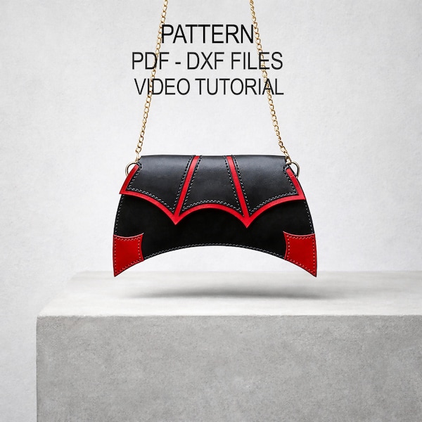 Gothic Bat Clutch Bag Pattern – Leather Purse Template (PDF, DXF)