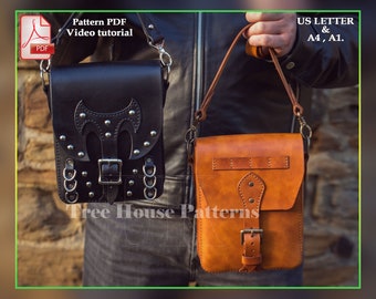 Military bag leather pattern PDF - goth bag digital template