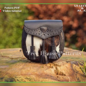 Schottische Sporran Gürteltasche Leder Schnittmuster PDF