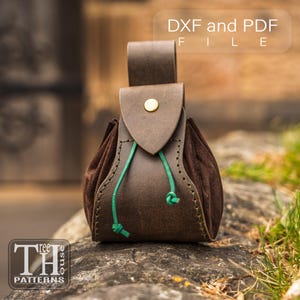 Leder Schnittmuster für eine mittelalterliche Gürteltasche, digitale Vorlage für eine mittelalterliche Gürteltasche