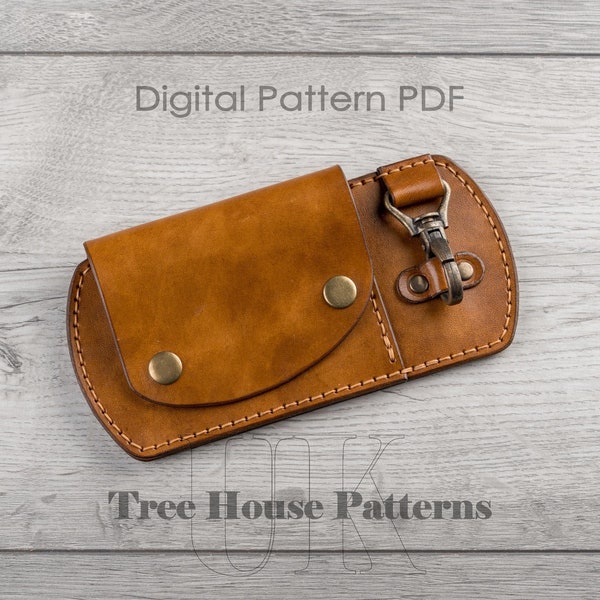 Portefeuille ceinture avec porte-clés en cuir motif PDF
