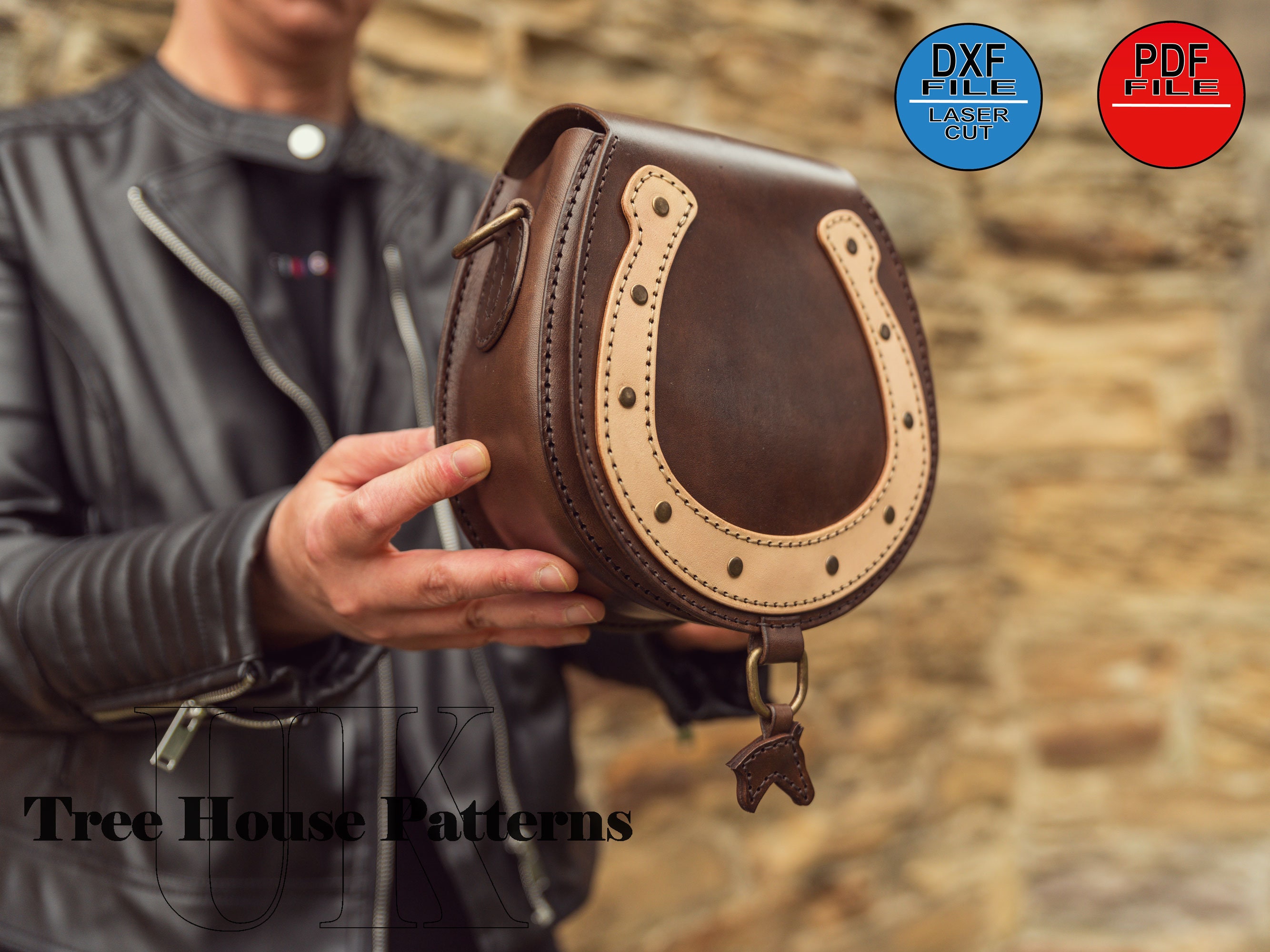 Leather Pattern PDF, DXF for Shoulder Bag With Horseshoe Motive - Etsy