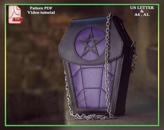 Coffin Shoulder Bag Leather Pattern PDF - Halloween Bag  display picture 3